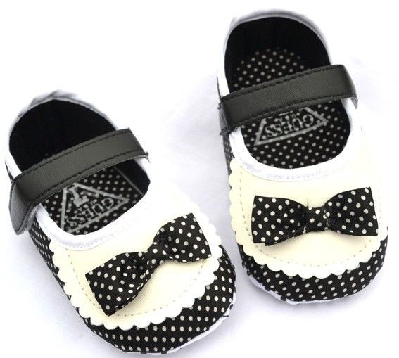 Black white Mary Jane infant soft sole kids toddler baby girl shoes 3 