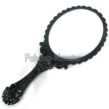 Black Victorian Makeup Vanity Mirror 24cm Handheld New  