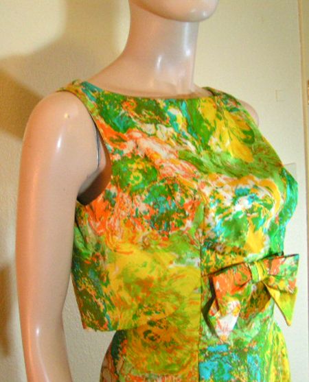 VINTAGE MARDI GRAS 50s Colorful Artistic DRESS GOWN 10  