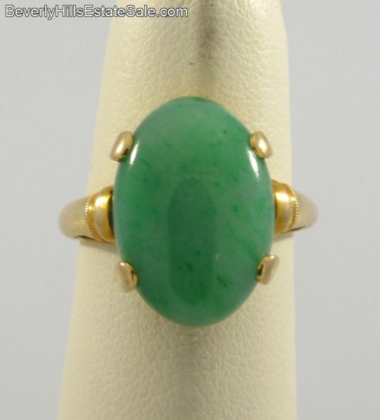 Vintage 14k Yellow Gold Jadeite Ring  