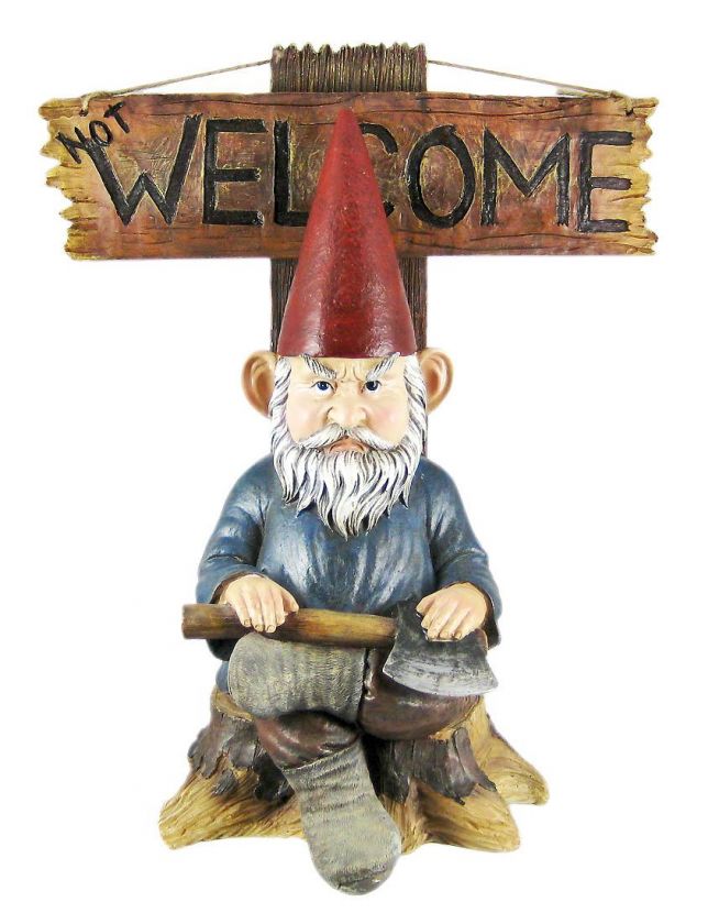 Go Away` Garden Gnome Un Welcome Garden Statue  