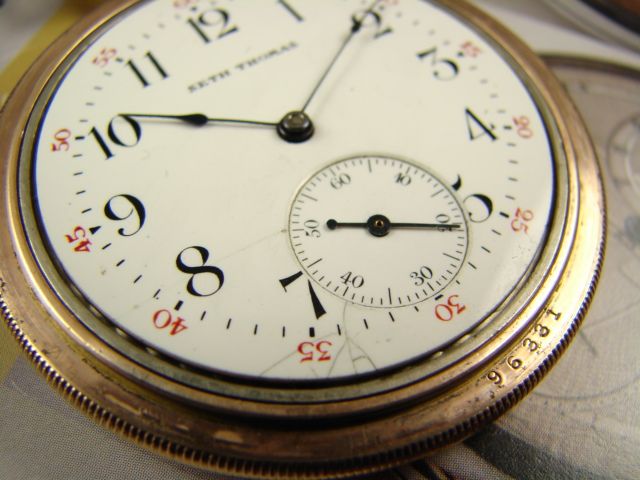 GOLD FL ART DECO VINTAGE 1913 SETH THOMAS DRESS POCKET WATCH EXTRA 