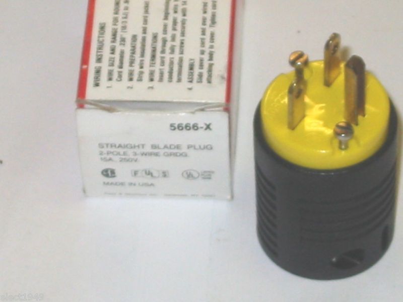 5666 X 6 15P PASS & SEYMOUR 15A 250V MALE CORD PLUG END  