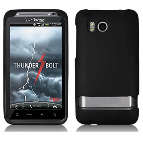 HTC THUNDER BOLT 4G LTE 6400 Black Rubberized Hard Case Cover +Screen 