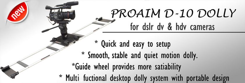 KIT INCLUDES   PROAIM D 10 DOLLY WITH GUIDE WHEELS, 6FT TRACK, BOWL 