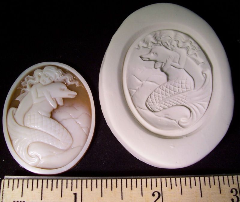 Mermaid & Dolphin Cameo Polymer Clay Push Mold Fish  