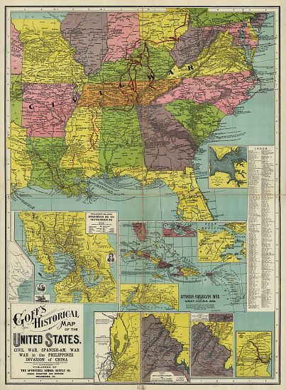 Civil War Goffs historical map of US 1907  