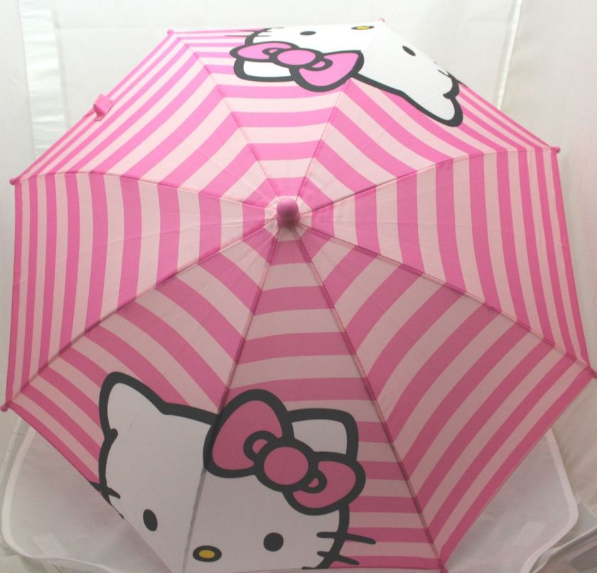 Licensed Hello Kitty KIDS Pink Stripe 3D Handle Umbrella  