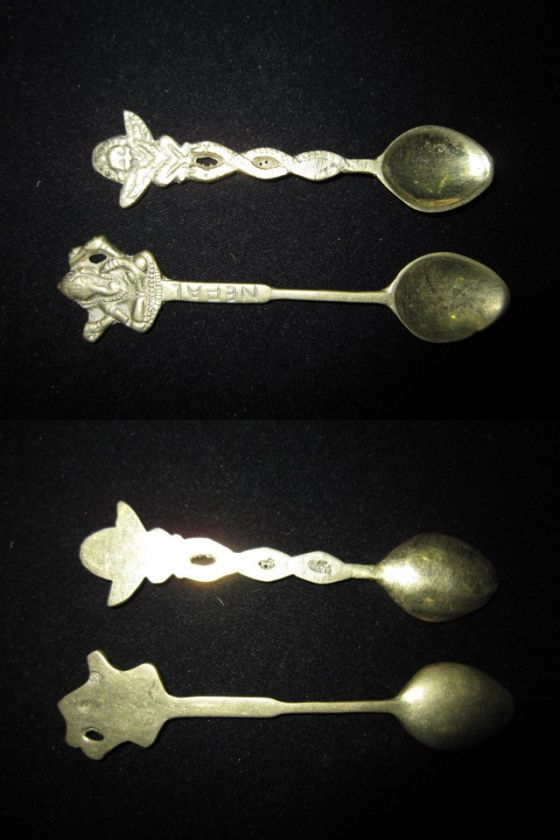 Nepal Hindu Buddhist Bronze Altar Butter Oil Spoons  