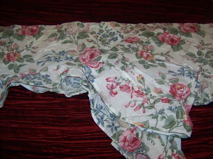 NEW LAURA ASHLEY FLORAL W/ROSE & LILACS VALANCE SET OF 2 86x23 