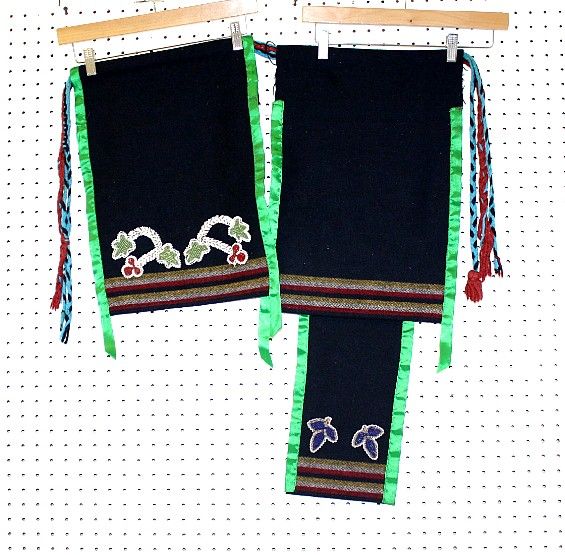   DES. 8 BAND WOOL BROADCLOTH NATIVE AMERICAN INDIAN APRON SET  