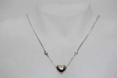 Tiffany & Co Paloma Picasso Hammered Heart Diamond Pendant Necklace 