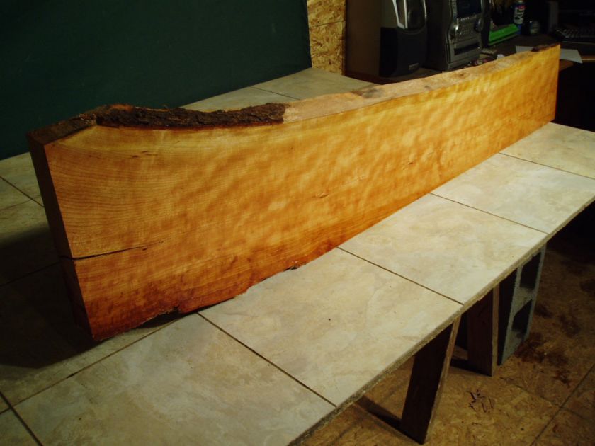 56 X 10 X 2 LIVE EDGE CHERRY LUMBER SPARE PART CURLY SHELF WOOD 