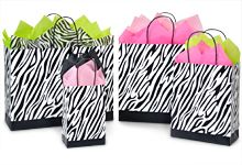 ZEBRA STRIPE PRINT PAPER GIFT / SHOPPING BAGS (150 ASSORTMENT SIZES 