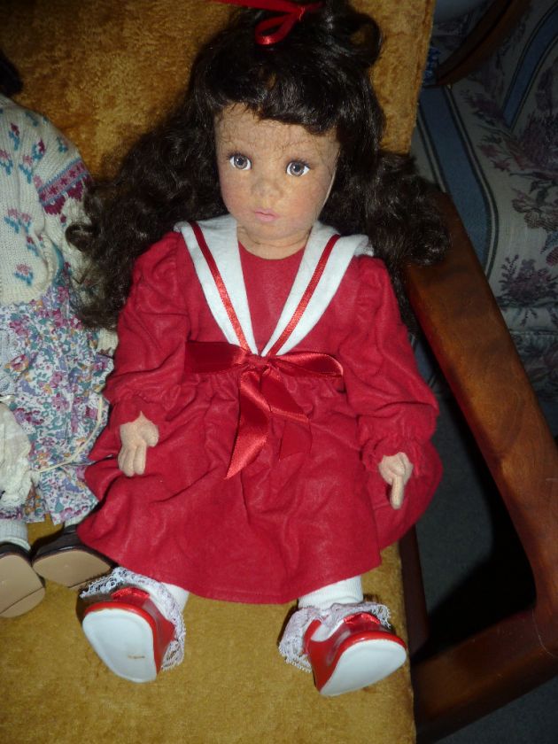 Debbie Richmond Felt Lenci doll style RED DRESS CHRISTMAS  