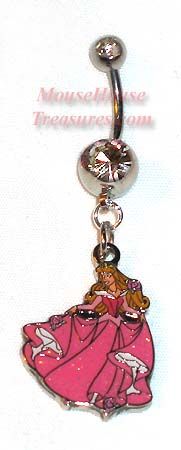 DISNEY DANCING AURORA 2 SIDED DANGLE NAVEL BELLY RINGS  