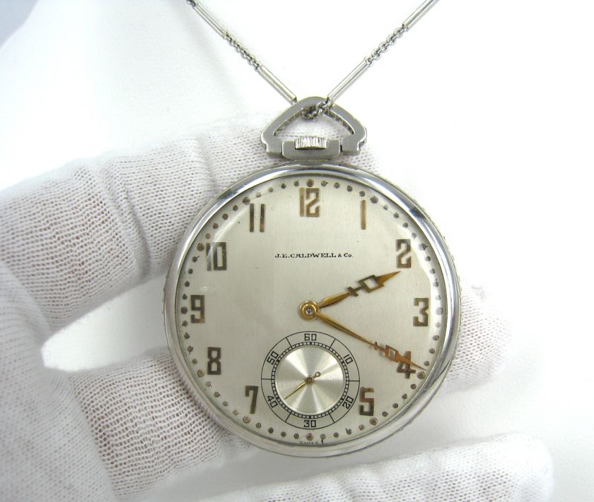 Antique Thin J.E. Caldwell & Co. 5ct Diamond Platinum Pocket Watch 