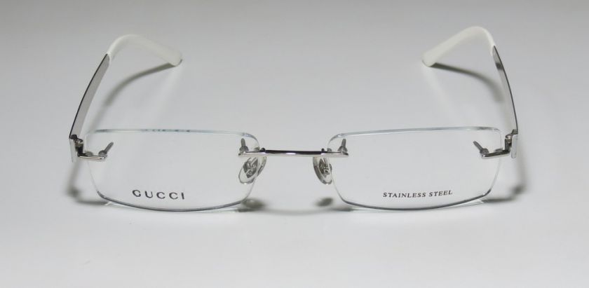  GUCCI 2857 52 19 140 SILVER/WHITE STAINLESS STEEL RIMLESS EYEGLASSES 