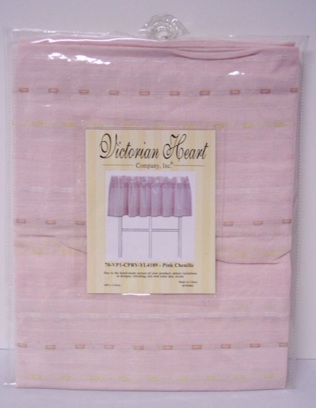 Victorian Heart Valance Pink Chenille 60 X 16 In  
