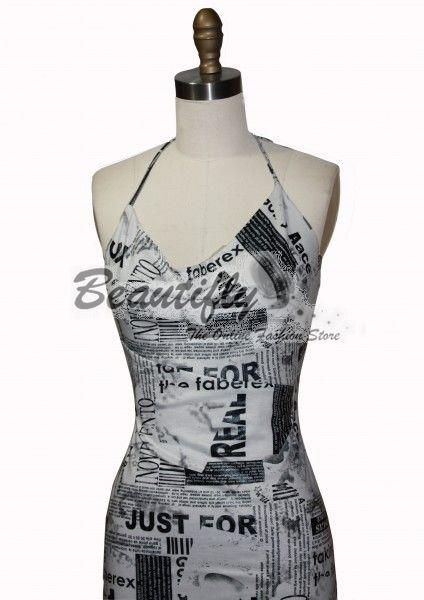 Sexy & Fashion Halter Newspaper Women Party Dress  