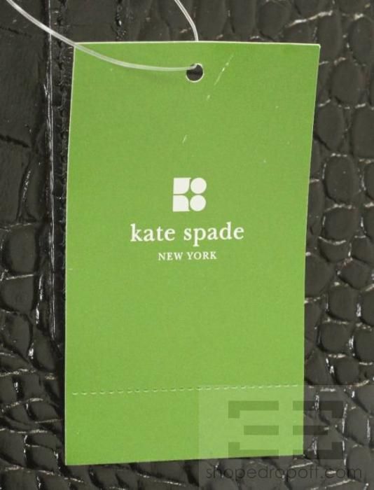 Kate Spade Black Leather Alligator Embossed Carlsbad Quinn Tote Bag 