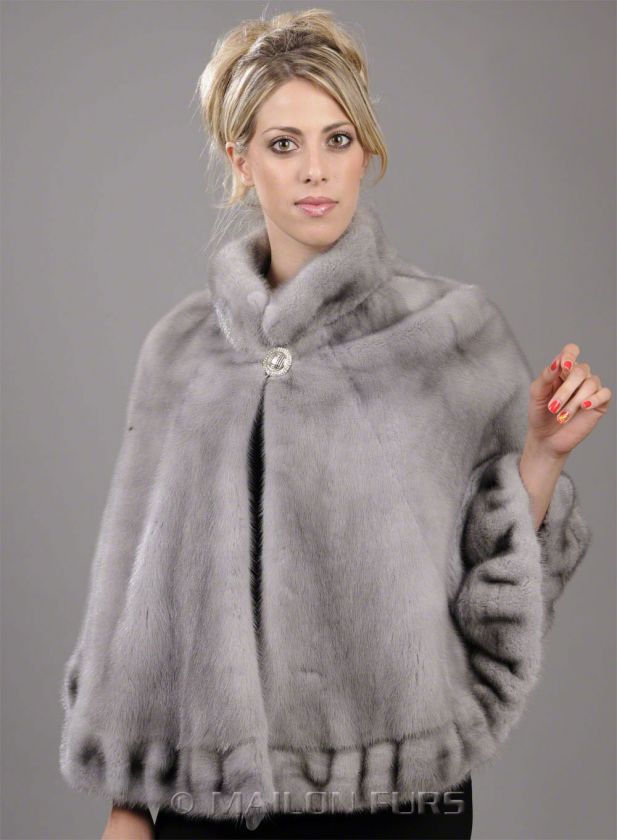 Sapphire SAGA natural Mink Fur cape poncho by MAILON FURS   One size 