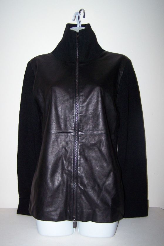 Valerie Separates, Leather & Wool Black Jacket/Sweater  
