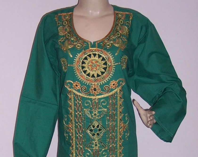 Boho Hippie Cotton Embroidered Kaftan Caftan long Dress Plus Size XL 