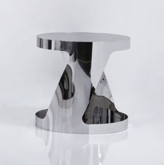 Modern Black Glass Top Chromed Metal Base End Table 931  