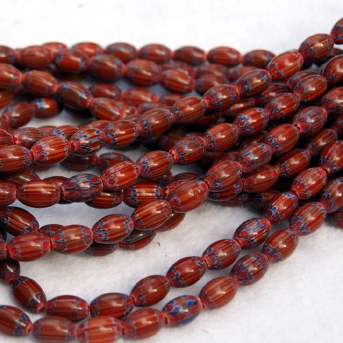 Red 12x8mm Millefiori Glass Oval Round Loose Beads FS  