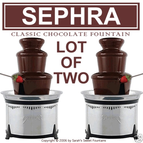 TWO SEPHRA CLASSIC CHOCOLATE FONDUE FOUNTAIN   2 PACK  