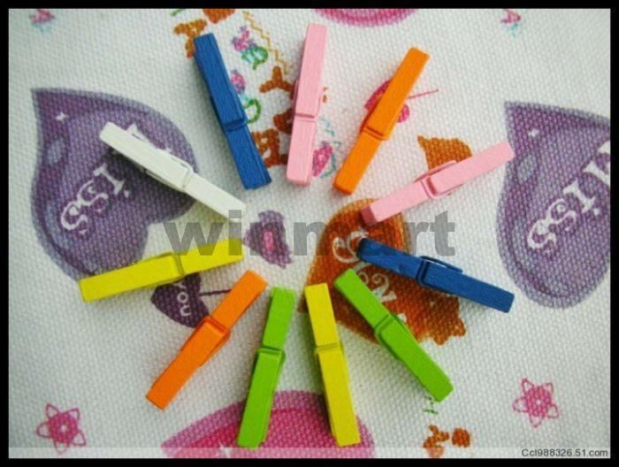 100pcs Small Wooden Clothespins Colorful Clip Style  