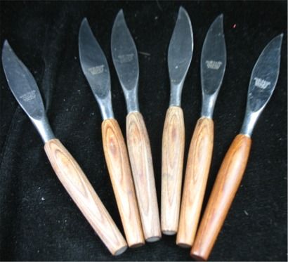 Vintage Mode Danish Sheffield Wood, Stainless Knives  