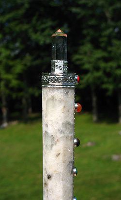 Rainbow Moonstone and Quartz Crystal Chakra Wand  