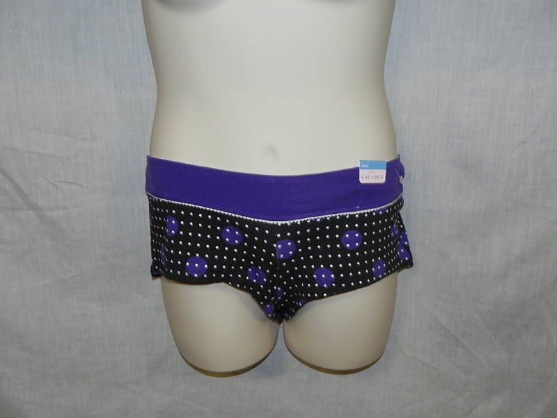 CACIQUE, BOY SHORT, 14/16, BLACK POLKA DOT, COTTON, NWT  