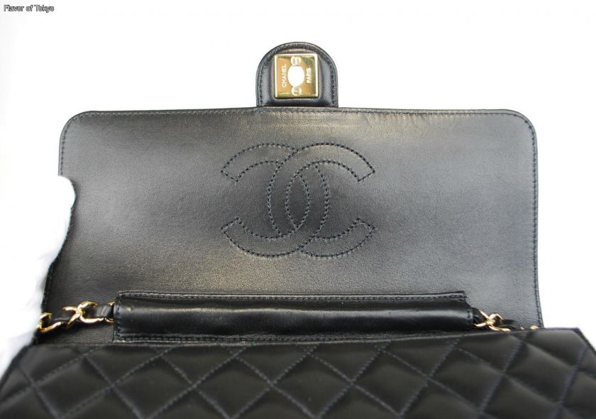   CC Lambskin Chain 2.55 Flap Bag Black Quilted Leather + Box  