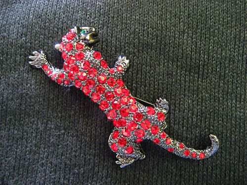 Ruby Red Austrian Crystal Rhinetone Leopard Animal Fashion Jewelry Pin 