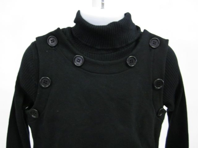 IL GUFO Girls Black Turtle Neck Button Sweater Top 6  