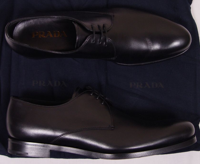 PRADA SHOES $750 BLACK ROUNDED TOE DERBY DRESS SHOE 10 43e NEW  