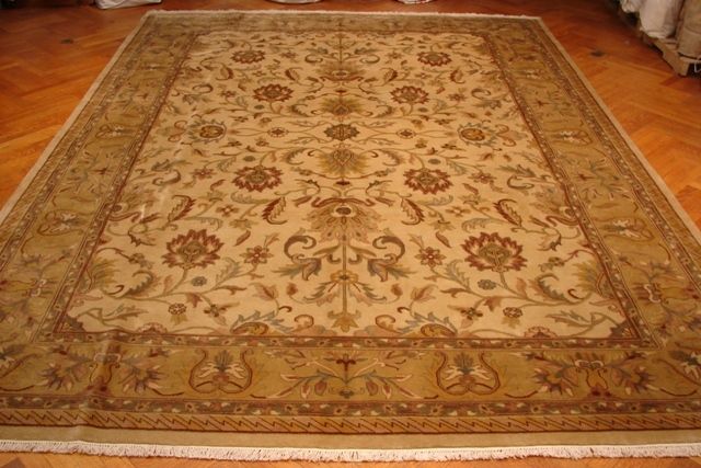 10X14 VEGETABLE DYE RUG  BEIGE _SOFT LUSTROUS WOOL PILE  