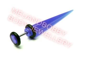   Gauge Blue UV Taper Look Bar Length = 6mm Black 0 Rings 16 Gauge