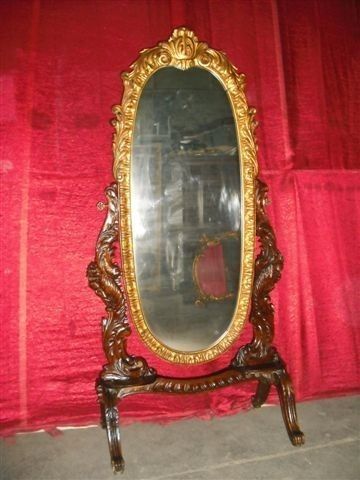   ITALIAN GILT WOOD ANTIQUE CARVED BEDROOM SET VANITY MIRROR 11IT105E