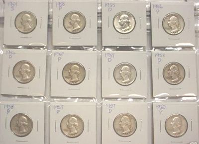 Complete Circ Washington Quarter Set 1932   1964  