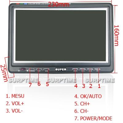 inch Wide Mini TFT LCD Analog TV Color Car Monitor Support SD/MMC 