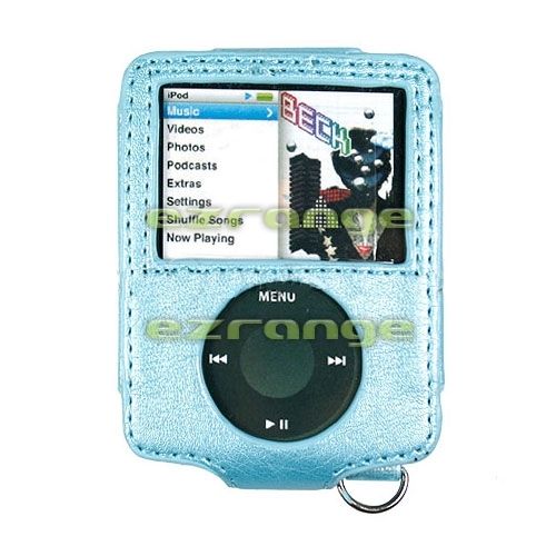 Kroo 3rd Generation iPod Nano 4GB 8GB Leather Case   Metallic Blue 