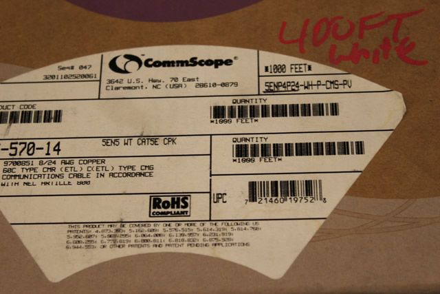 400FT COMMSCOPE 5EN5 CAT5E WHITE UTP CABLE  