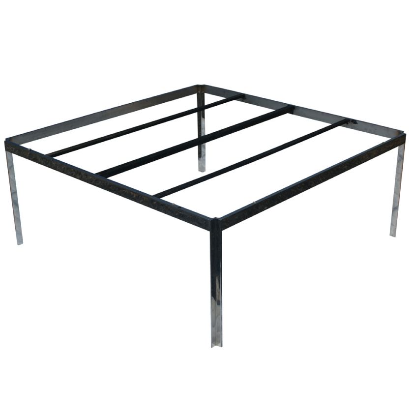 42 Square Vintage Stainless Steel Coffee Table Base  