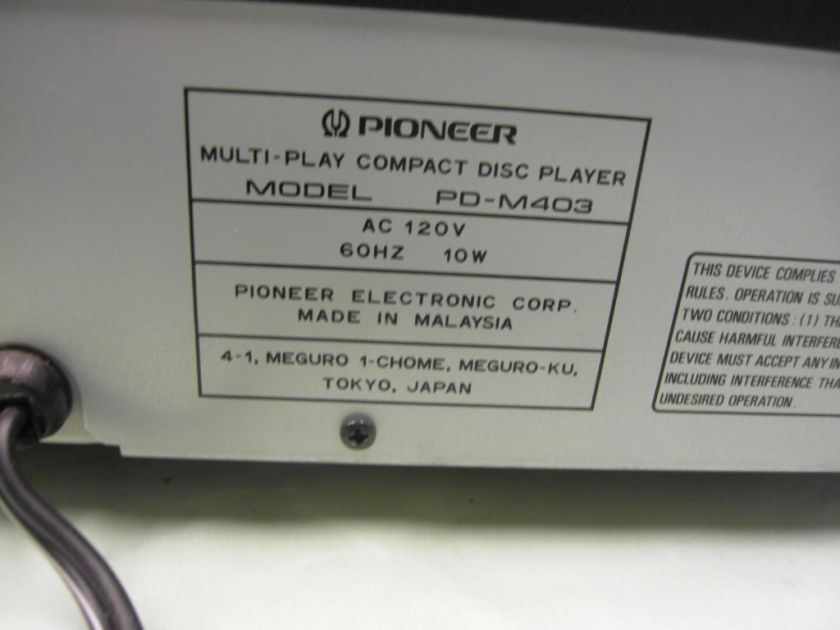 Pioneer PD CD Player Disc Changer 6 Multi Compact Magazine M403 