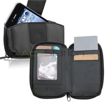 WALLET ID CELL PHONE CASE For SAMSUNG OMNIA I910 BLACK  