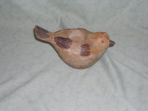 ART POTTERY BIRD STONE WARE BROWN TONES WITH TEA LIGHT HOLDER MINT 